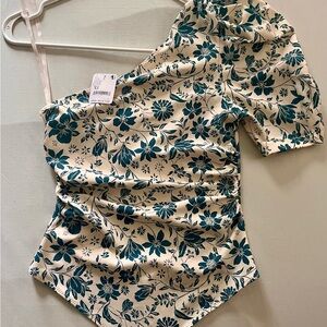 Free People XS NWT Floral One-Shoulder body suit